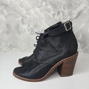 Loeffler Randall black leather open toe bootie